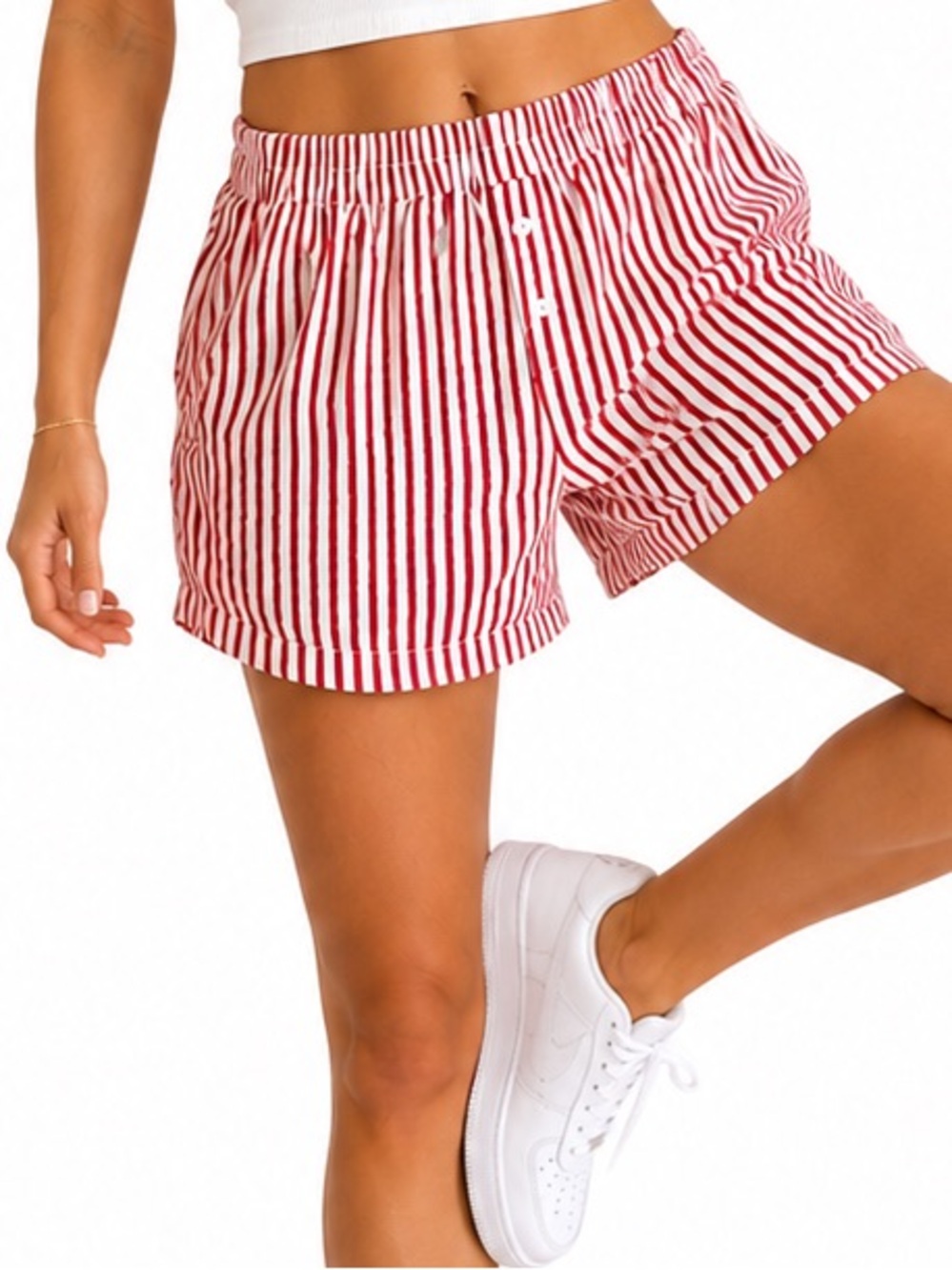 💗5 for $25💗Striped Red and White Women's Boxer Style Casual Shorts